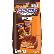 Snickers Pumpkin Fun Size Milk Chocolate Halloween Candy, 24.75 oz. product packaging