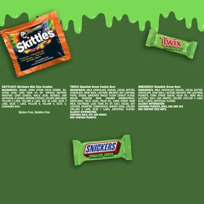 Skittles Shriekers, Snickers & Twix Ghoulish Green Halloween Candy, Bulk Bag, 80 ct. – alternate product view 6