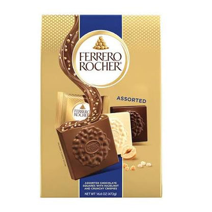 Ferrero Rocher Assorted Chocolate Hazelnut Squares, 16.7 oz. product packaging