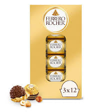 Ferrero Rocher Premium Milk Chocolate Hazelnut Chocolates for Gifting, 12 pk./1.3 oz. product packaging