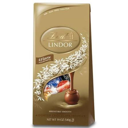 Lindt Lindor Assorted Chocolate Truffles Gold Bag, 19 oz. product packaging