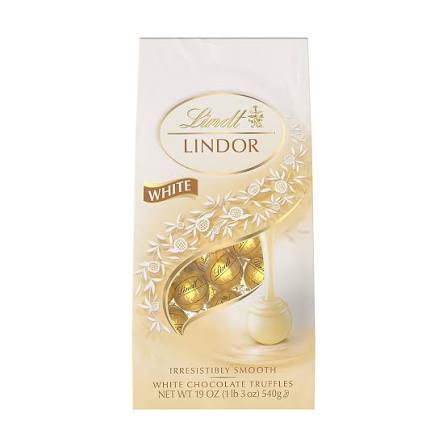 Lindt Lindor White Chocolate Truffles, 19 oz. product packaging
