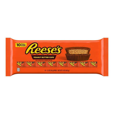 Reese's Full Size Milk Chocolate Peanut Butter Cups, 10 pk./1.5 oz. product packaging