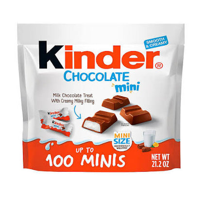 Kinder Chocolate Mini, Bulk Pack, Milk Chocolate Bar with Creamy Milky Filling, 100 ct. product packaging