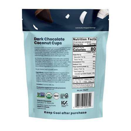 Chocxo Organic Dark Chocolate Coconut Cups, 11.85 oz. – alternate product view 2