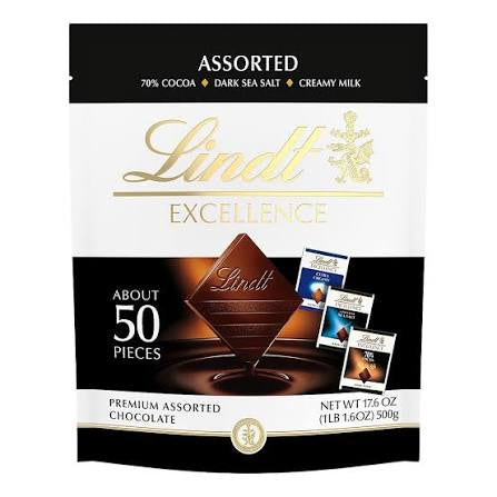 Lindt Excellence Assorted Pieces, 17.6 oz. product packaging