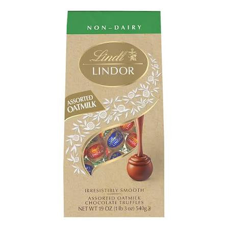 Lindt Lindor Non-Dairy Oatmilk Chocolate Truffles, 19 oz. product packaging