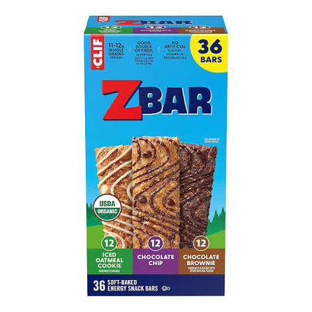 Zbar Soft-Baked Energy Snack Bars Variety Pack, Non-GMO, USDA Organic Granola Bars Snack, 36 pk./1.27 oz. product packaging
