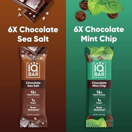 IQBAR Plant Protein Bars, Chocolate Sea Salt & Chocolate Mint Chip Variety Pack, 12g Protein, 12 – alternate product view 2
