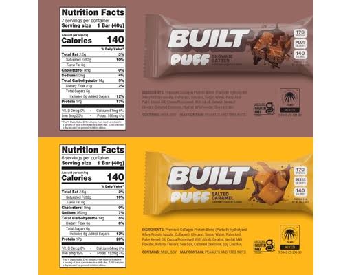 Built Puff Protein Bar Variety Twin Pack, Brownie Batter & Salted Caramel, 17g Protein, 13 – alternate product view 2