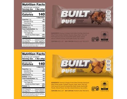 Built Puff Protein Bar Variety Twin Pack, Brownie Batter & Salted Caramel, 17g Protein, 13 – alternate product view 2