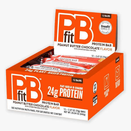 PBfit Peanut Butter Chocolate Protein Bars, 40/30/30 Macros, 24g Plant-Based Protein, 12 pk./2.47 oz. product packaging