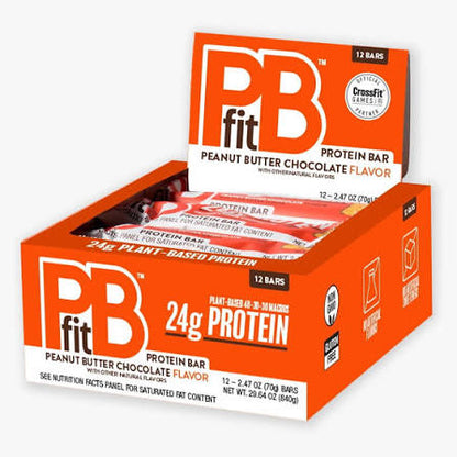 PBfit Peanut Butter Chocolate Protein Bars, 40/30/30 Macros, 24g Plant-Based Protein, 12 pk./2.47 oz. product packaging