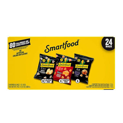 Smartfood Popcorn Snacks Variety Pack, White Cheddar, Doritos Nacho Cheese, Kettle Corn, 24 ct./1 oz. product packaging