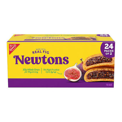 Newtons Fig Bars Soft Fruit Chewy Cookies, 24 pk./2 oz. product packaging