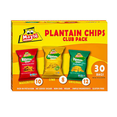 Mayte Plantain Chips Variety Pack, 30 ct. product packaging