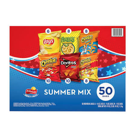 Frito-Lay Summer Mix Snacks and Chips Variety Pack, 50 ct. product packaging