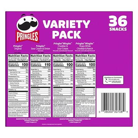 Pringles Potato Crisps, Chips & Puffed Snacks Variety Pack, 36 ct. – alternate product view 3
