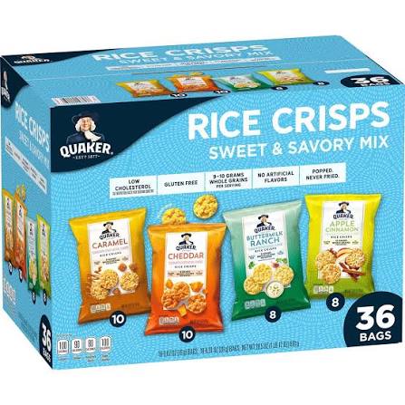 Quaker Rice Crisps Variety Pack, 36 ct. product packaging