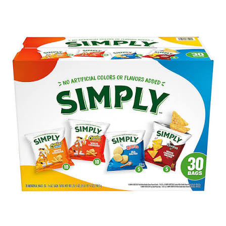 Frito-Lay Simply Snacks and Chips Variety Pack, 30 ct./0.875 oz. product packaging