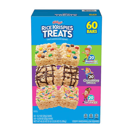 Rice Krispies Treats Crispy Marshmallow Squares Variety Pack, 60 ct. product packaging