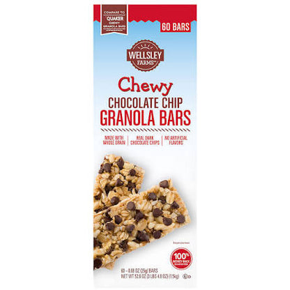 Wellsley Farms Chewy Chocolate Chip Granola Bars, 60 ct. product packaging