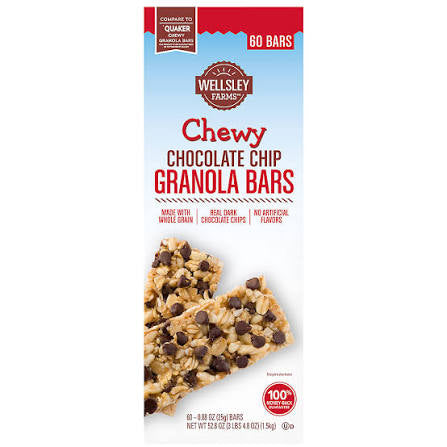 Wellsley Farms Chewy Chocolate Chip Granola Bars, 60 ct. product packaging