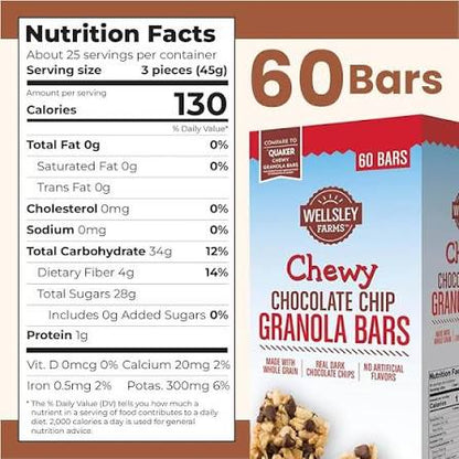 Wellsley Farms Chewy Chocolate Chip Granola Bars, 60 ct. – alternate product view 3