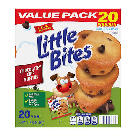 Entenmann's Little Bites Chocolatey Chip Mini Muffins Value Pack, 20 pk./1.5 oz. product packaging