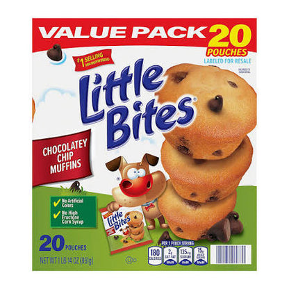 Entenmann's Little Bites Chocolatey Chip Mini Muffins Value Pack, 20 pk./1.5 oz. product packaging