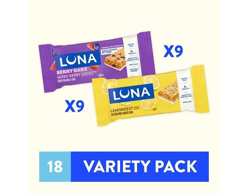 Luna Bar and Luna Berry Bars Variety Pack Gluten Free Protein Snack Bars, 18 pk./1.69 oz. – alternate product view 2