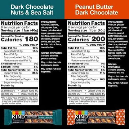 KIND Dark Chocolate & Peanut Butter Dark Chocolate Nut Bars Variety Pack, 18 pk./1.4 oz. – alternate product view 3
