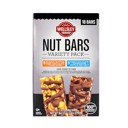 Wellsley Farms Nut Bar Variety Pack, 18 pk. product packaging