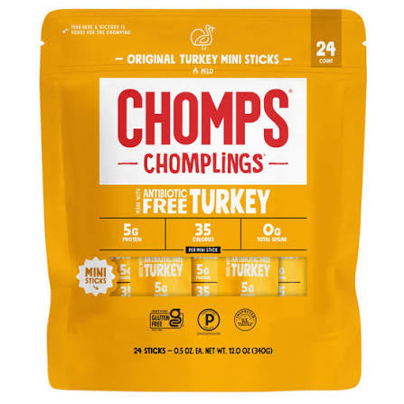 Chomps Chomplings Original Turkey Mini Meat Snack Sticks, 24 ct./0.5 oz. product packaging