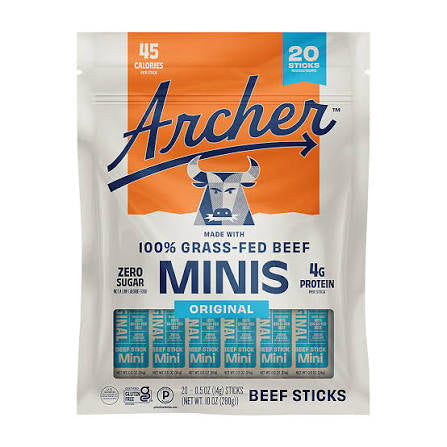 Archer Meat Snacks Original Mini Beef Sticks, 20 ct./0.5 oz. product packaging