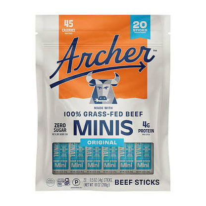 Archer Meat Snacks Original Mini Beef Sticks, 20 ct./0.5 oz. product packaging