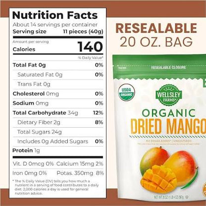 Wellsley Farms Organic Dried Mango, 20 oz. – alternate product view 2