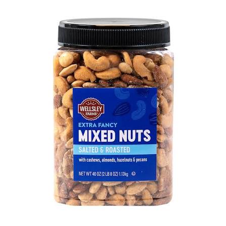 Wellsley Farms Extra Fancy Salted Mixed Nuts, 40 oz. product packaging
