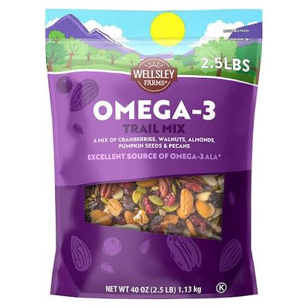 Wellsley Farms Omega-3 Trail Mix, 40 oz. product packaging