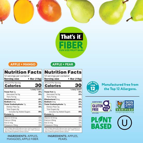 That's It Fiber Fun Size Fruit Bar Variety Pack, Mango and Pear, 24 ct./0.35 oz. – alternate product view 3