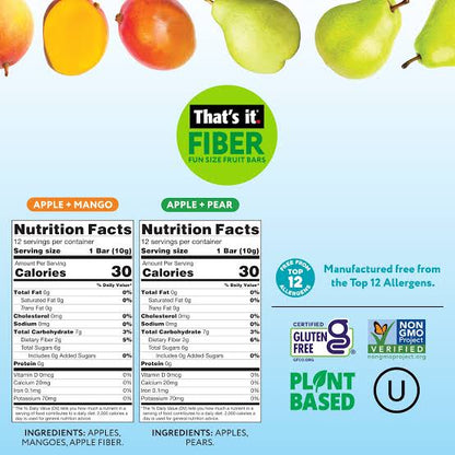 That's It Fiber Fun Size Fruit Bar Variety Pack, Mango and Pear, 24 ct./0.35 oz. – alternate product view 3