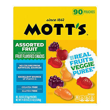 Mott's Assorted Fruit Flavored Snacks, 90 ct. product packaging