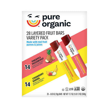 Pure Organic Layered Fruit Bars Variety Pack, 28 ct. product packaging