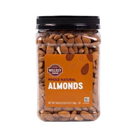 Wellsley Farms Whole Natural Almonds, 40 oz. product packaging