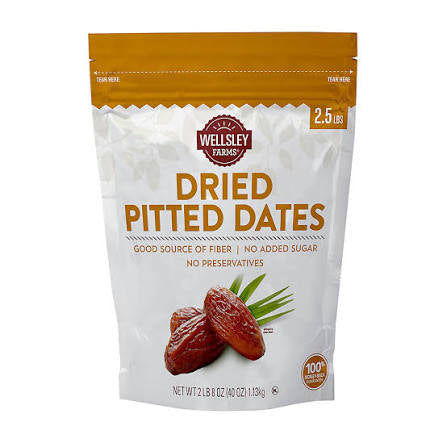 Wellsley Farms Dried Pitted Dates, 2.5 lb. product packaging