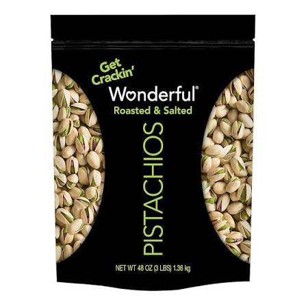 Wonderful In-Shell Roasted and Salted Pistachios, 48 oz. product packaging