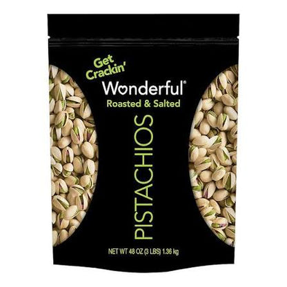 Wonderful In-Shell Roasted and Salted Pistachios, 48 oz. product packaging