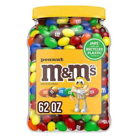 M&M's Bulk Peanut Milk Chocolate Candy Jar, 62 oz. product packaging