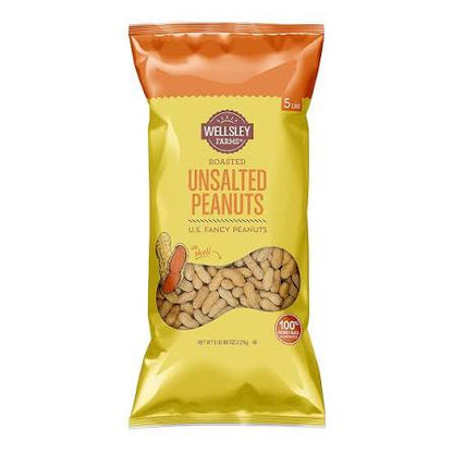 Wellsley Farms Unsalted and Roasted In-Shell Peanuts, 5 lb. product packaging