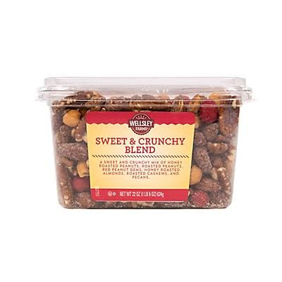 Wellsley Farms Sweet and Crunchy Trail Mix, 22 oz. product packaging